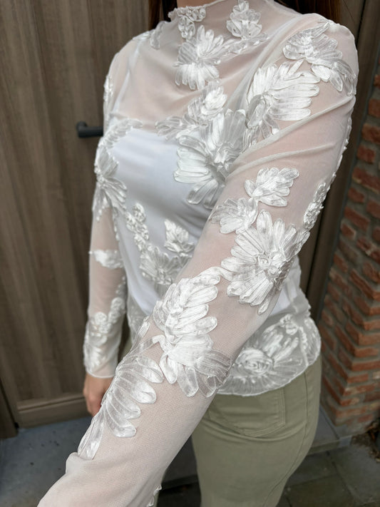 Top Fleur wit
