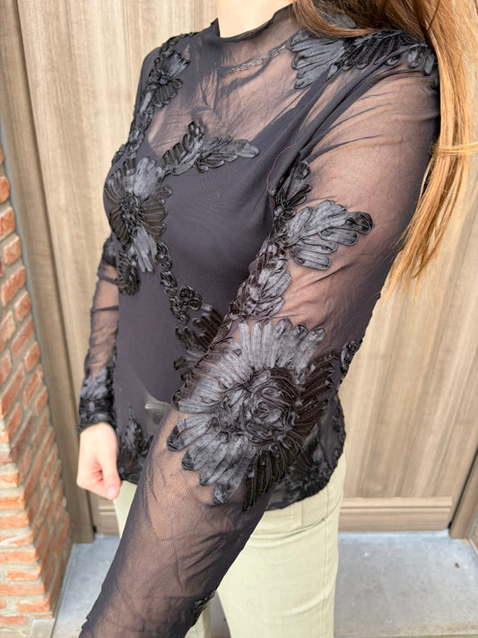 Top Fleur zwart