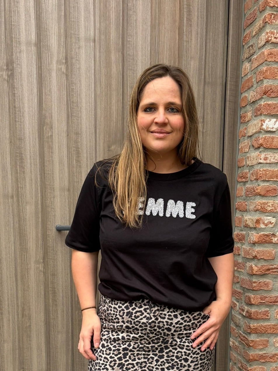 Femme T-shirt zwart