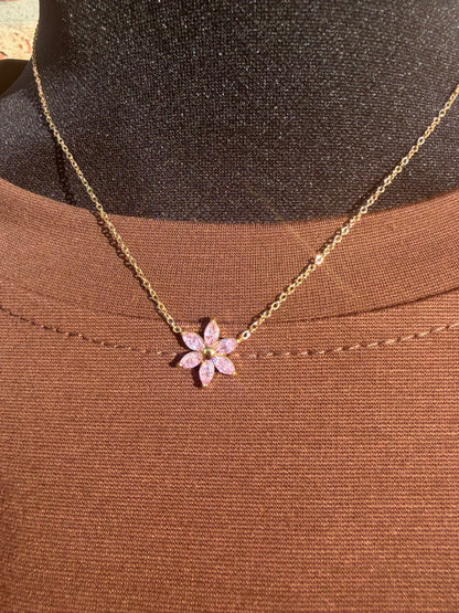 Ketting bloem roze